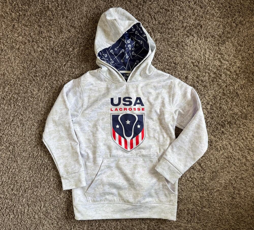 USA Lacrosse Youth Large Fleece Hoodie Camo Chalktalk Sports Sweatshirt